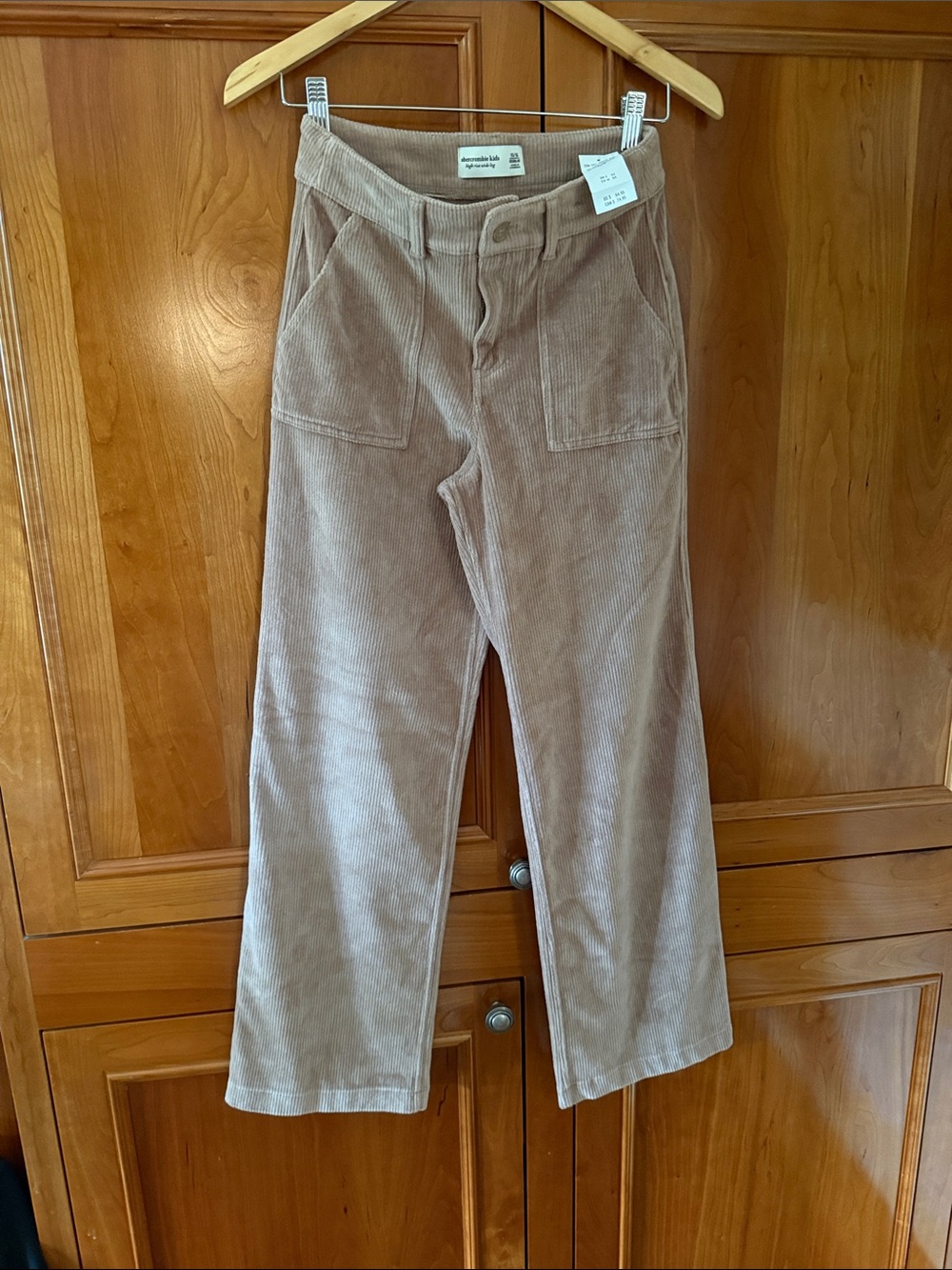 abercrombie kids Corduroy Straight-Leg Pants — Taupe